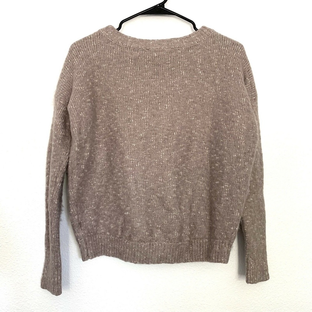 Express Mauve Pink Fuzzy Lace Up Sweater_7